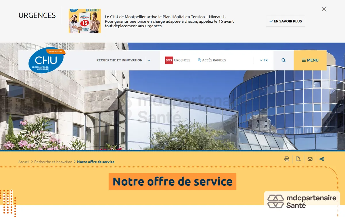 Capture : Notre offre de service - CHU de Montpellier